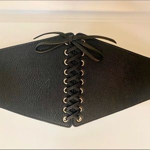 NWT BCBG Maxazria Black and Gold Corset Waist Belt